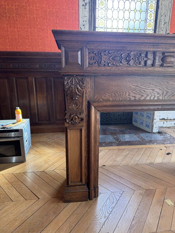 Cheminée ancienne en bois sculpté + trumeau – style Napoléon III