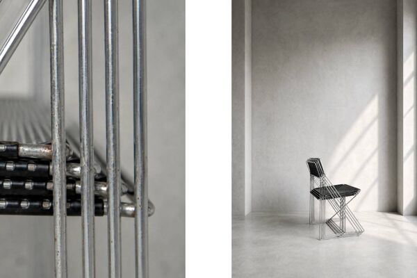 Ensemble de 4 chaises en métal X-Line minimalistes vintage par Niels Jørgen Haugesen