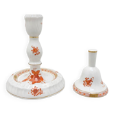 Duo en Porcelaine de Herend - Chandelier et Clochette Apponyi Orange