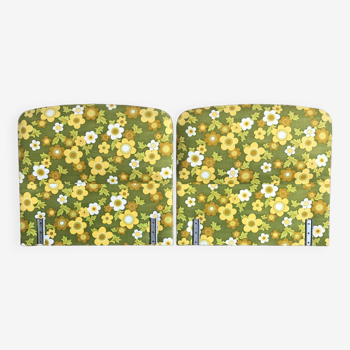 Pair of quilted headboards, green floral fabric, 1960/1970