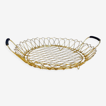 Golden metal bread basket 60s