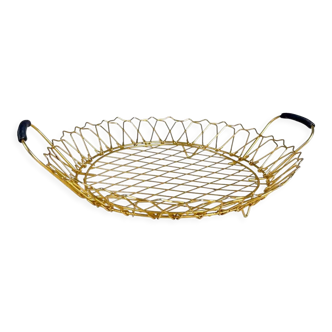 Golden metal bread basket 60s