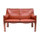Cab 414  leathered 2-seater sofa by Mario Bellini For Cassina, 1977