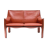 Cab 414  leathered 2-seater sofa by Mario Bellini For Cassina, 1977