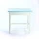 Table de ferme en bois blanc et turquoise tchécoslovaque, années 1950