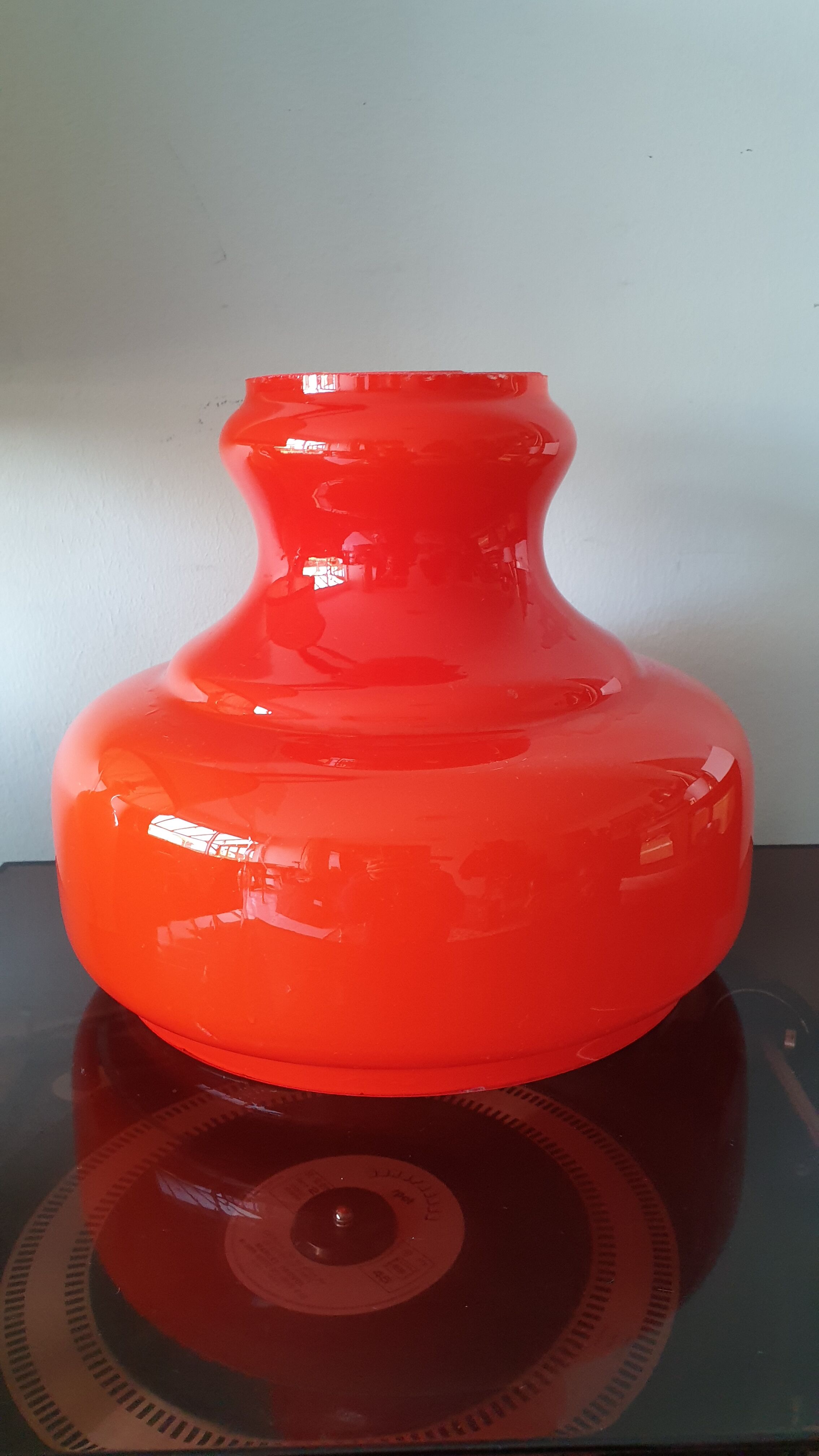 Abat jour vintage verre opaline orange 1970