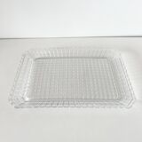 Plat en verre ciselé transparent ancien