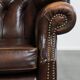 Dark Brown Cowhide  Leather Chesterfield Wingback Chair