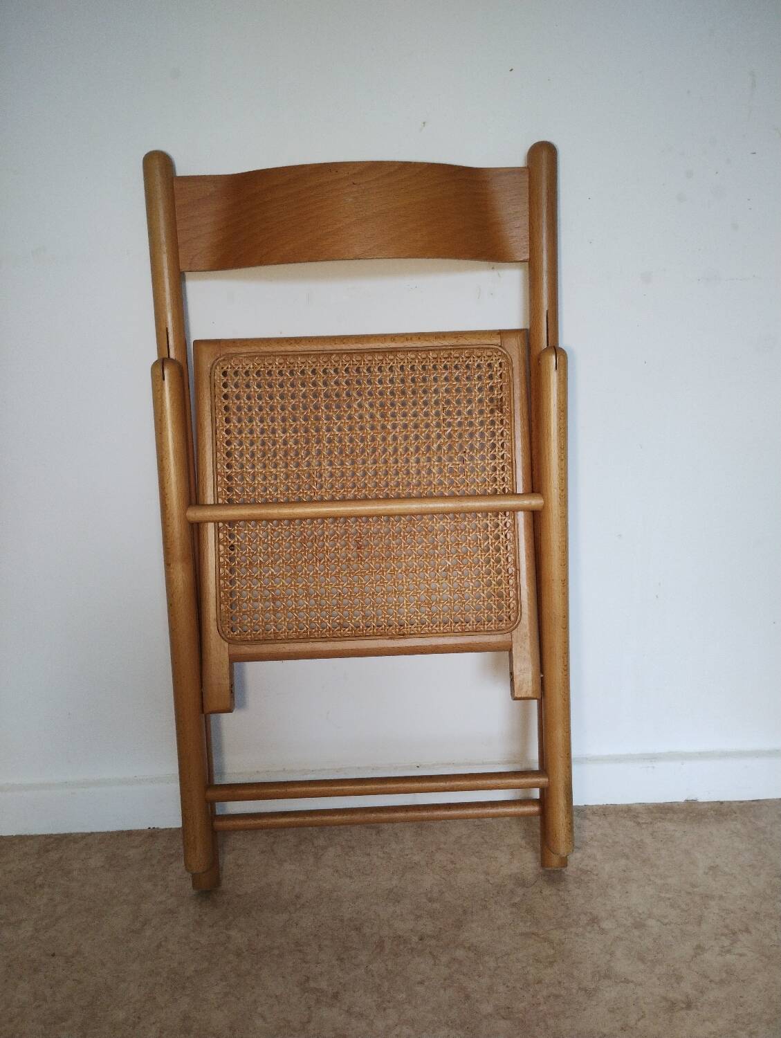 Cane-seated folding chair