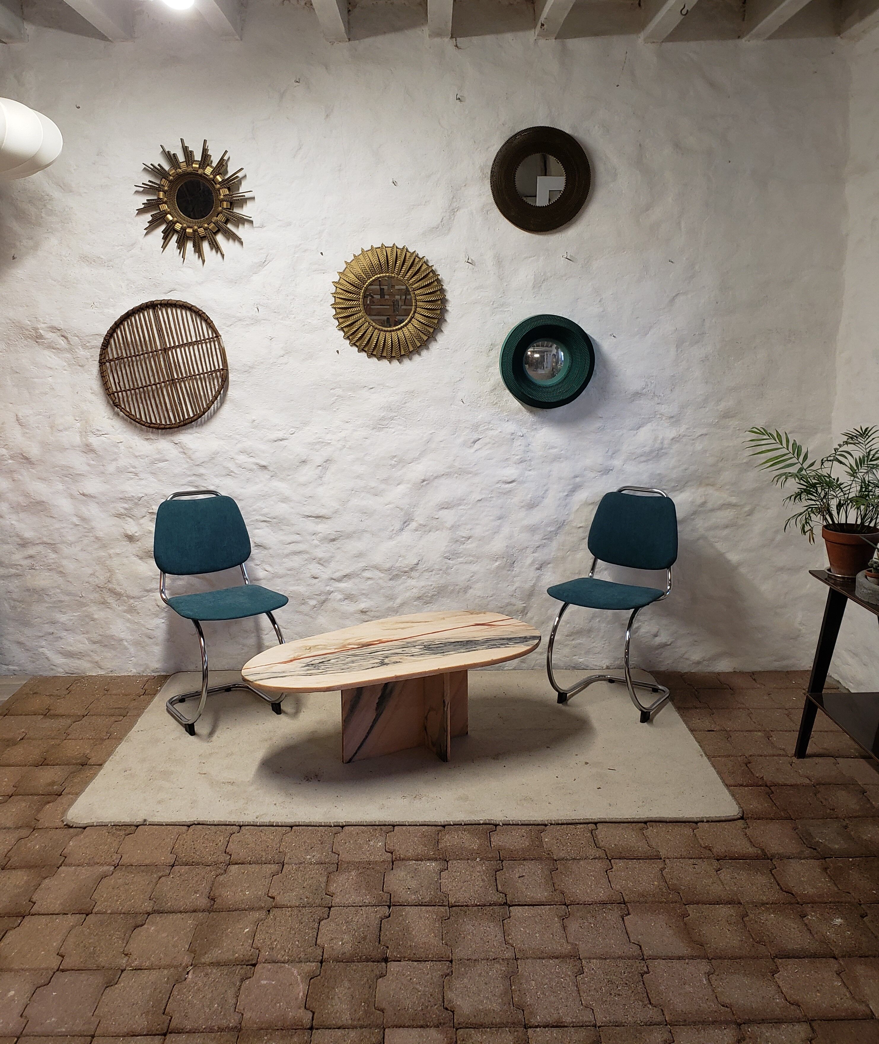 Veined pink marble coffee table