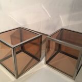 Pair of side tables in acrylic glass & chrome steel 1970