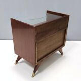 Pair of Vintage Elegant Wooden Nightstands with a Crystal Top Shelf