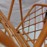 Vintage Bamboo and Rattan Folding Magazine Rack - 70s