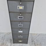 "Ronéo" metal filing cabinet with flaps, 1950s industrial
