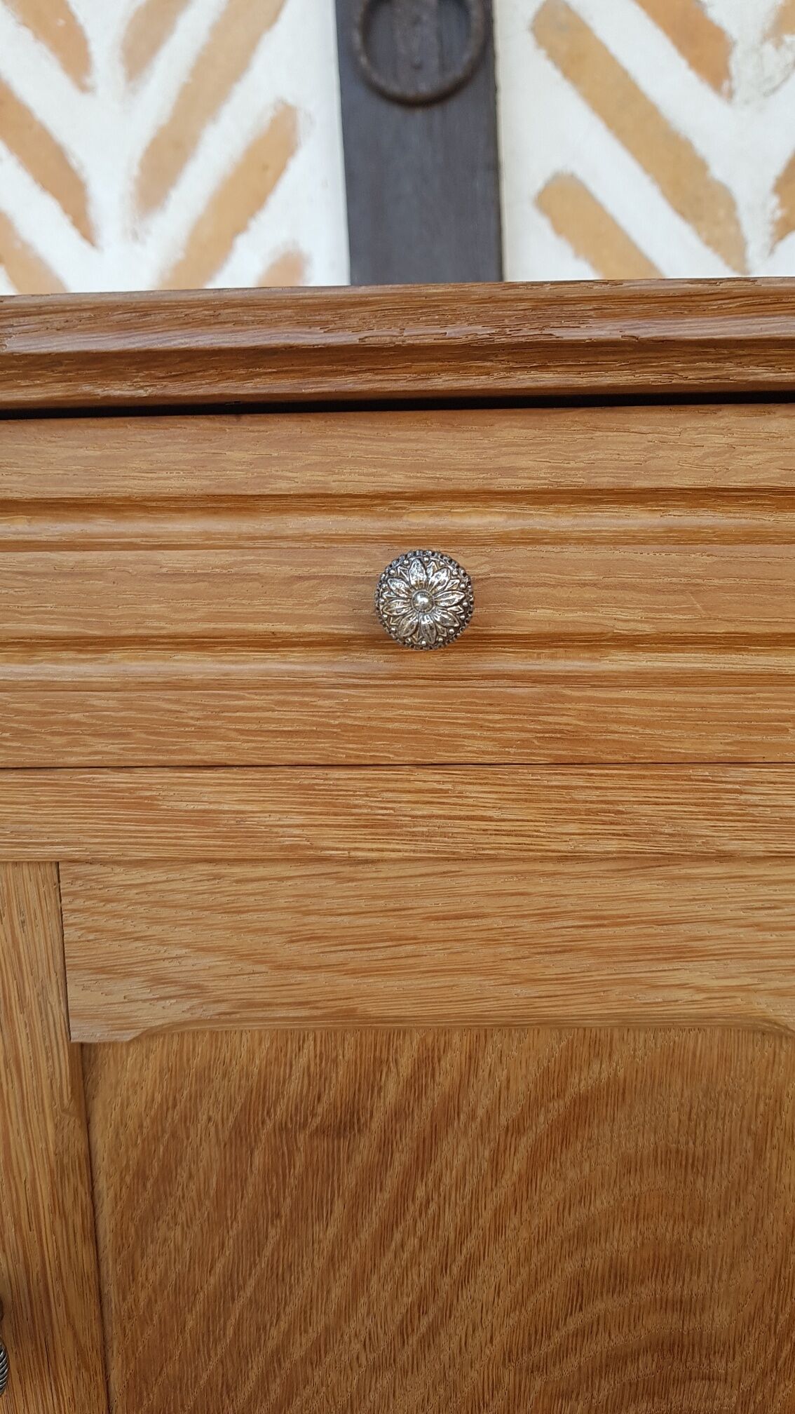 Old bedside nightstand solid oak