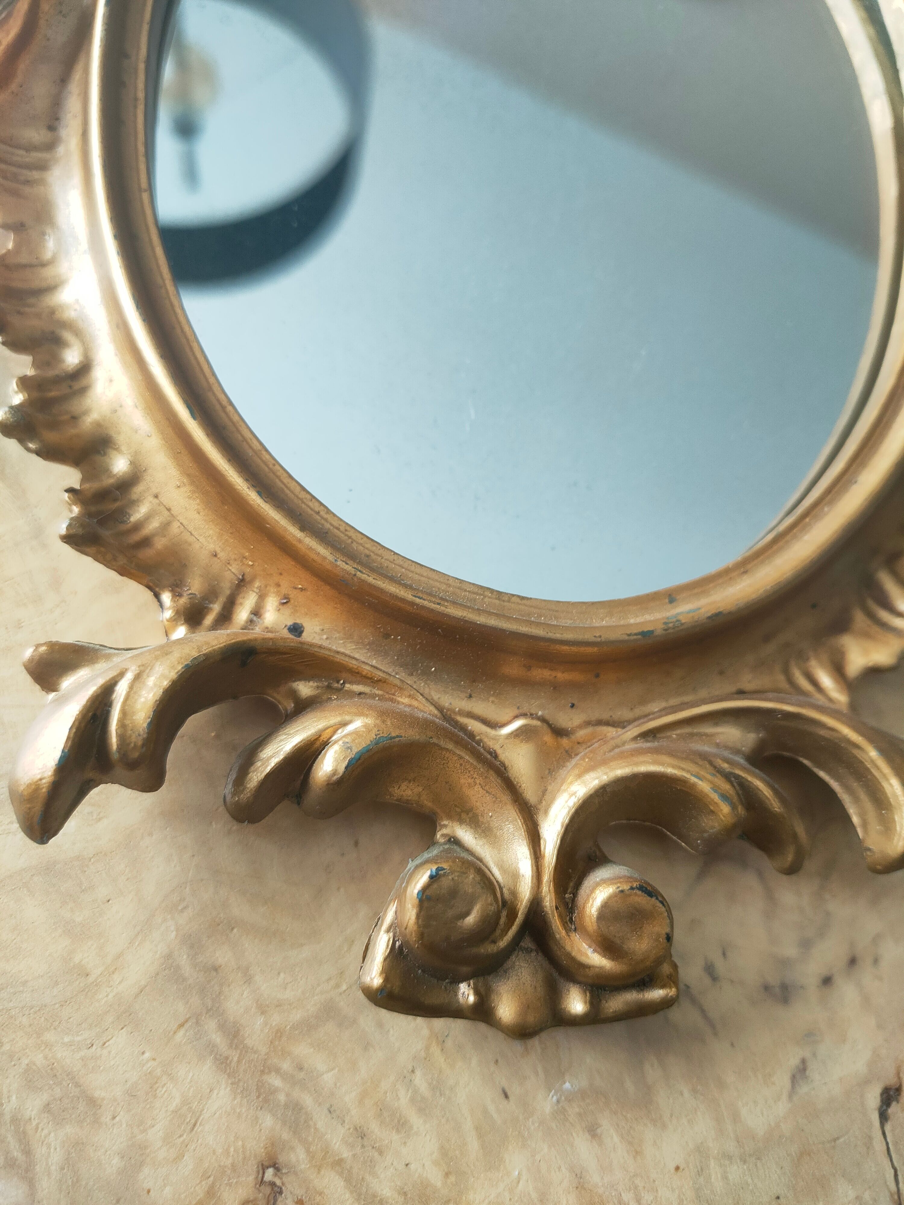 Old mirror gilded resin 29x19 cm