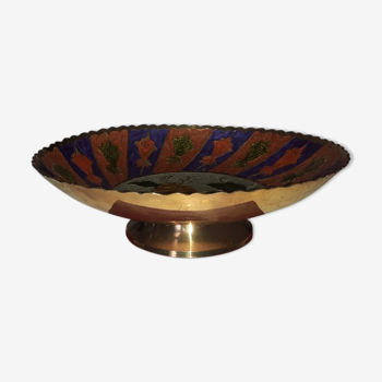Brass fruit cup - decoration '' Flowers '' - hand painted