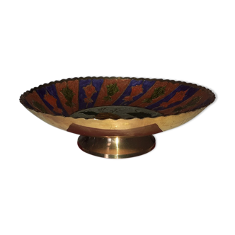 Brass fruit cup - decoration '' Flowers '' - hand painted