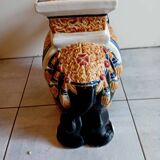 Elephant in black and beige glazed earthenware