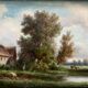 Painting old animated landscape Theodore Ghirardi nineteenth