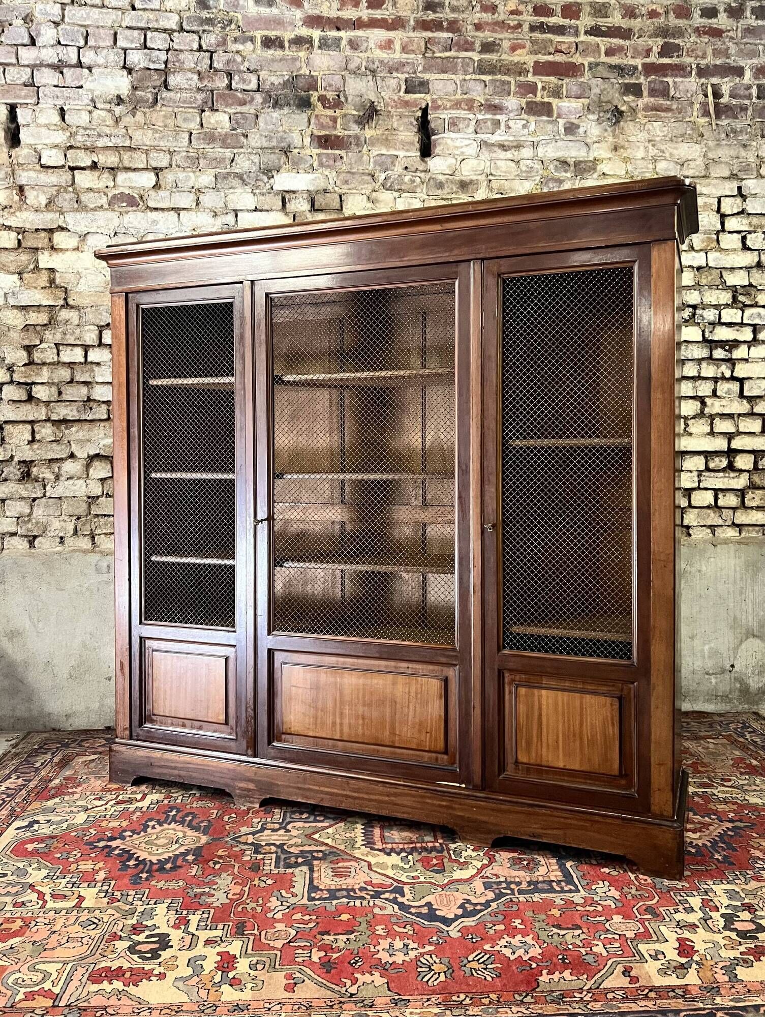 Three door mahogany bookcase from napoleon iii period xix eme century