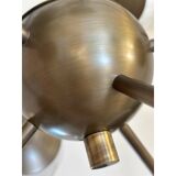 Italian Burnished Sputnik Chandelier in Milky-White Swirl Style Murano Glas