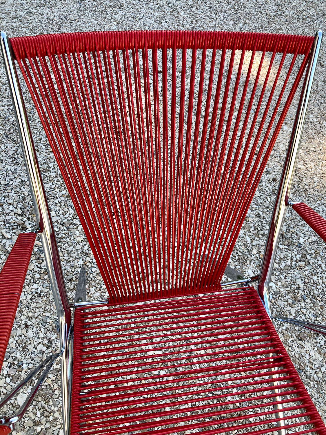 Scoubidou and chrome armchair 1970