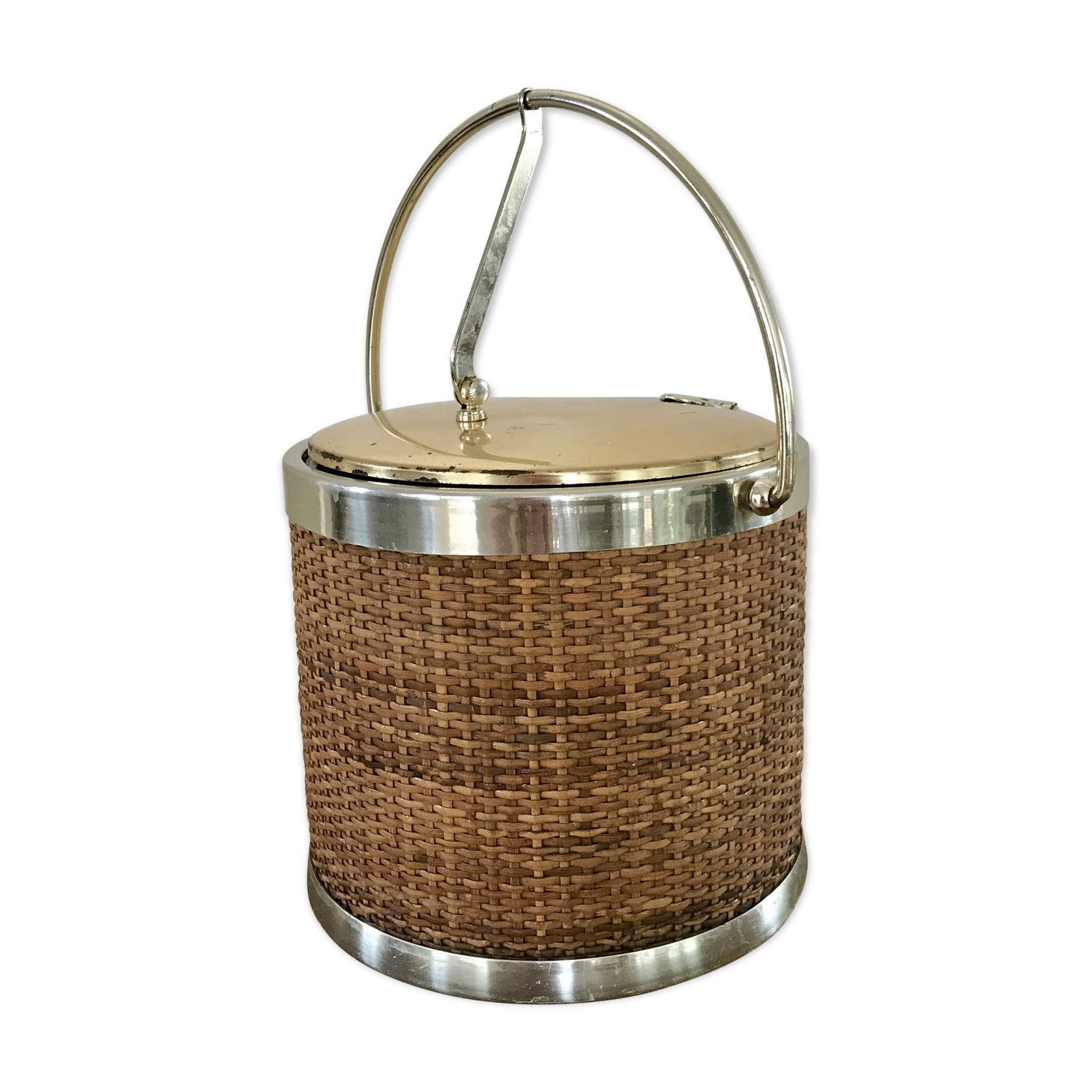 Vintage rattan ice bucket
