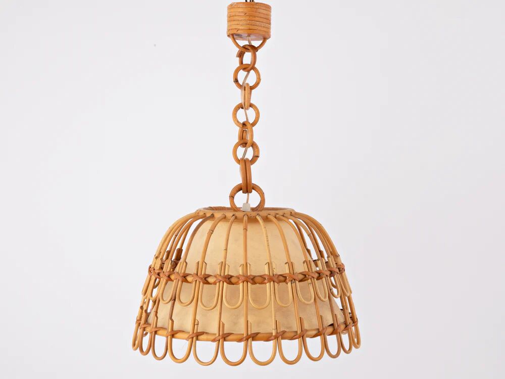 Mid-century Spanish rattan pendant lamp