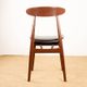 Set of 6 Thonet dining chairs, in brown lacquered wood and black leatherette, 1960.