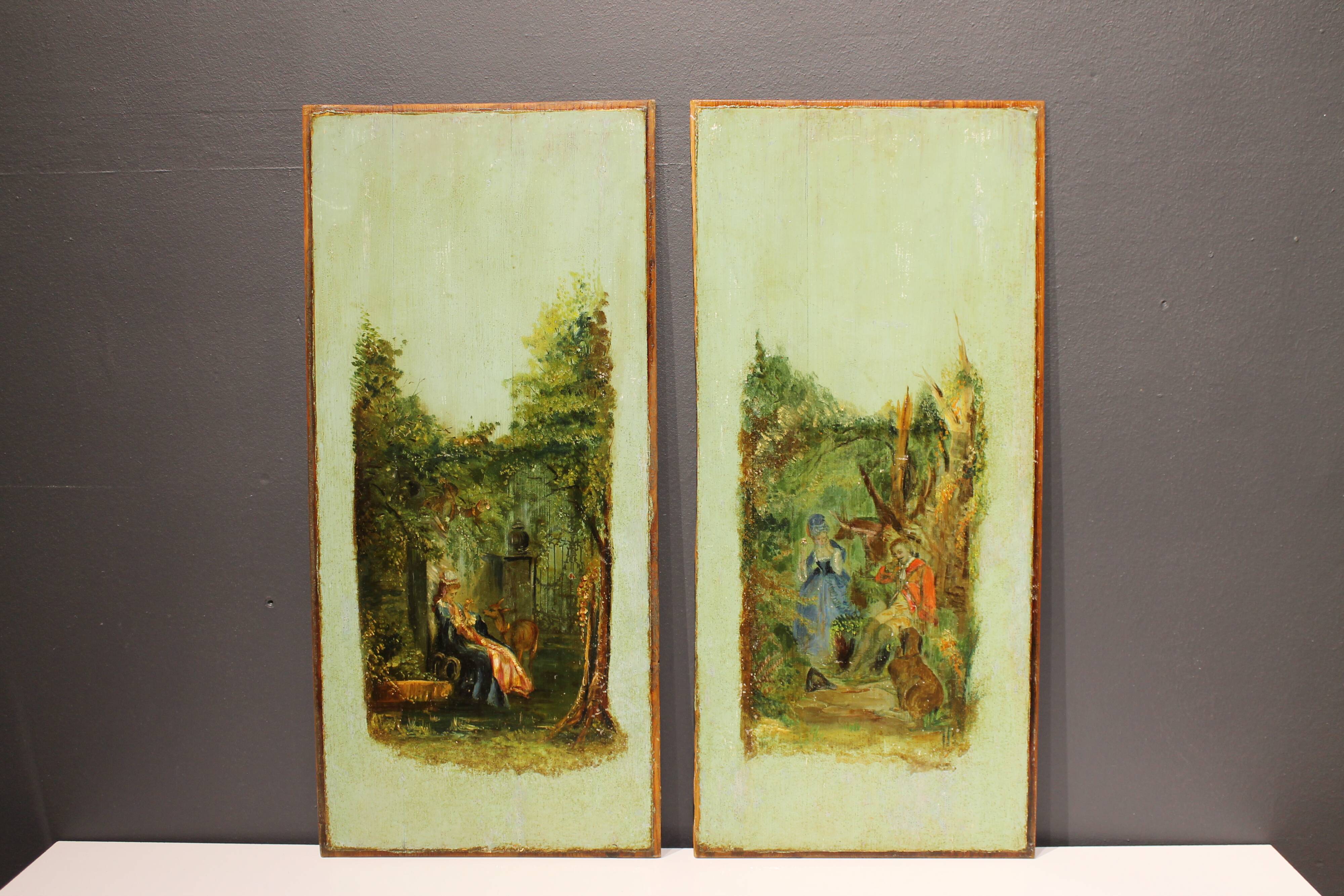 2 panneaux peinture romantique