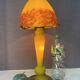 Contemporary mushroom lamp in amber-tinted yellow glass paste, height 58 cm