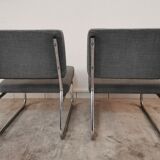 Pair of vintage chrome armchairs and "chicken foot" fabrics