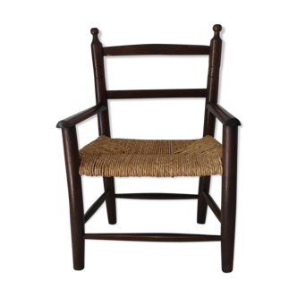 Old wood and straw bass chair