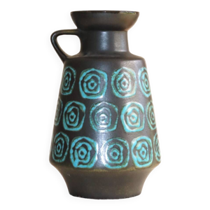 Vase noir aux décors - turquoise