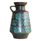 Black vase with turquoise decorations West Germany