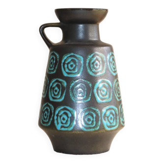 Vase noir aux décors turquoise  West Germany