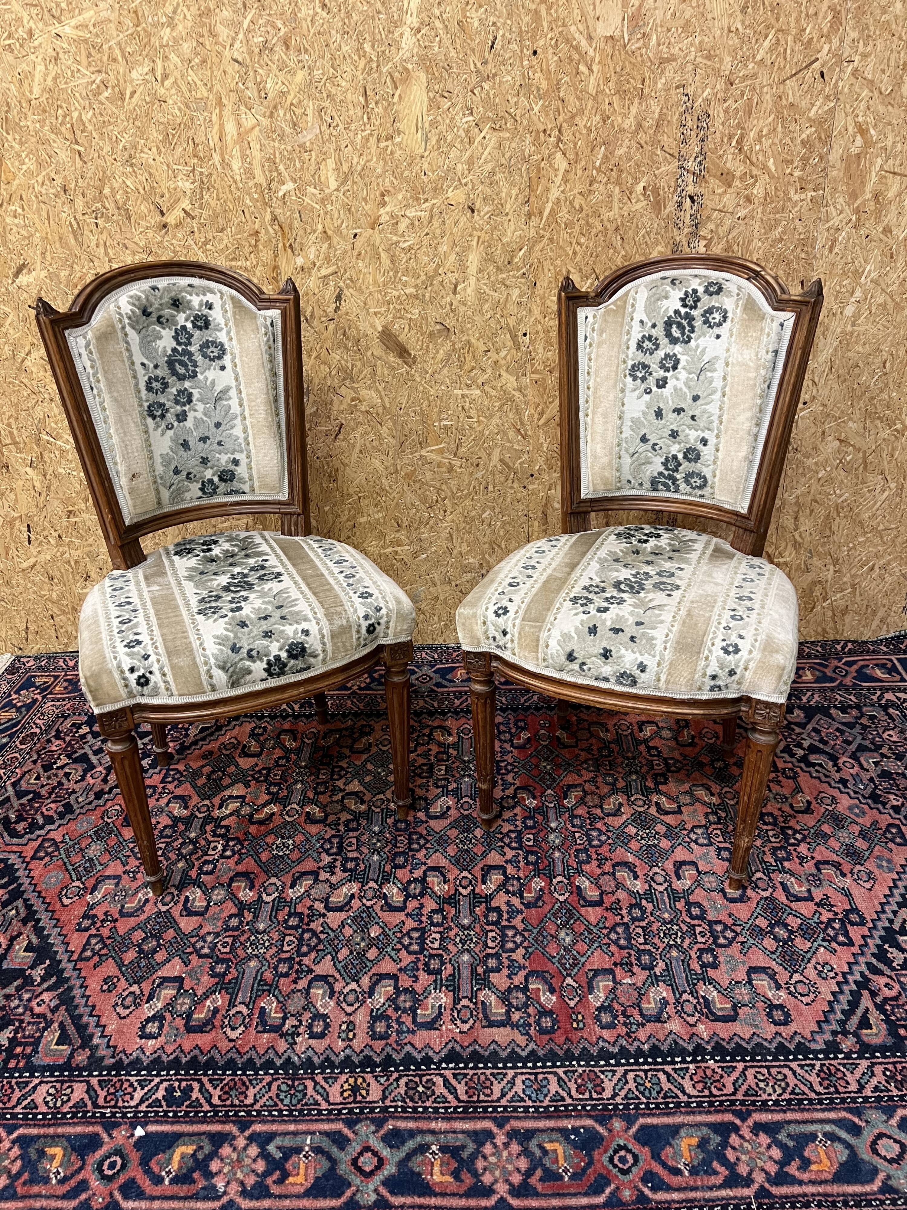 Pair of antique Louis XVI style chairs, beautifully upholstered