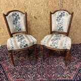 Pair of antique Louis XVI style chairs, beautifully upholstered