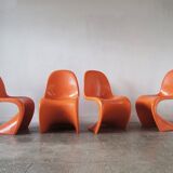 Chaises Panton orange par Verner Panton pour Herman Miller, années 1970, lot de 4