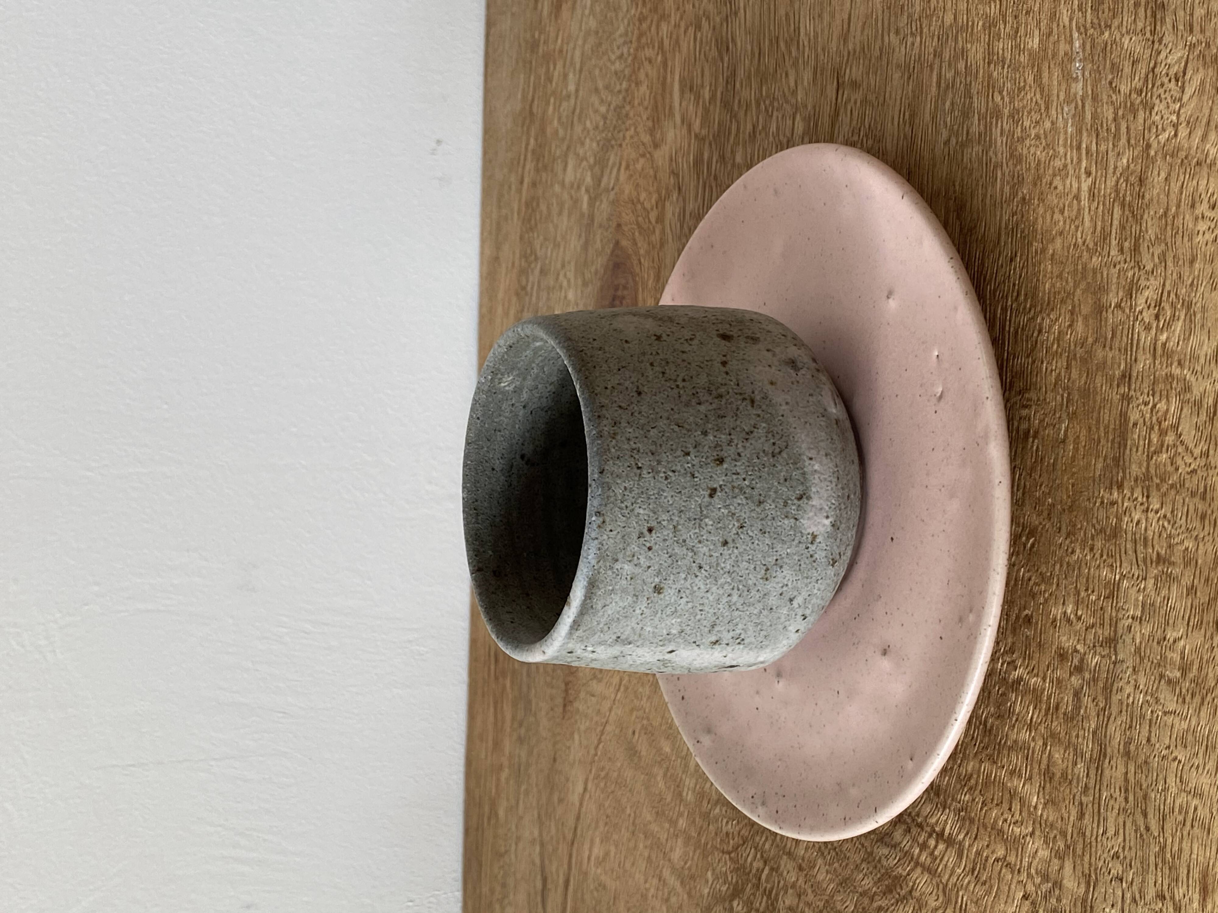 Duo of grey ceramic cups