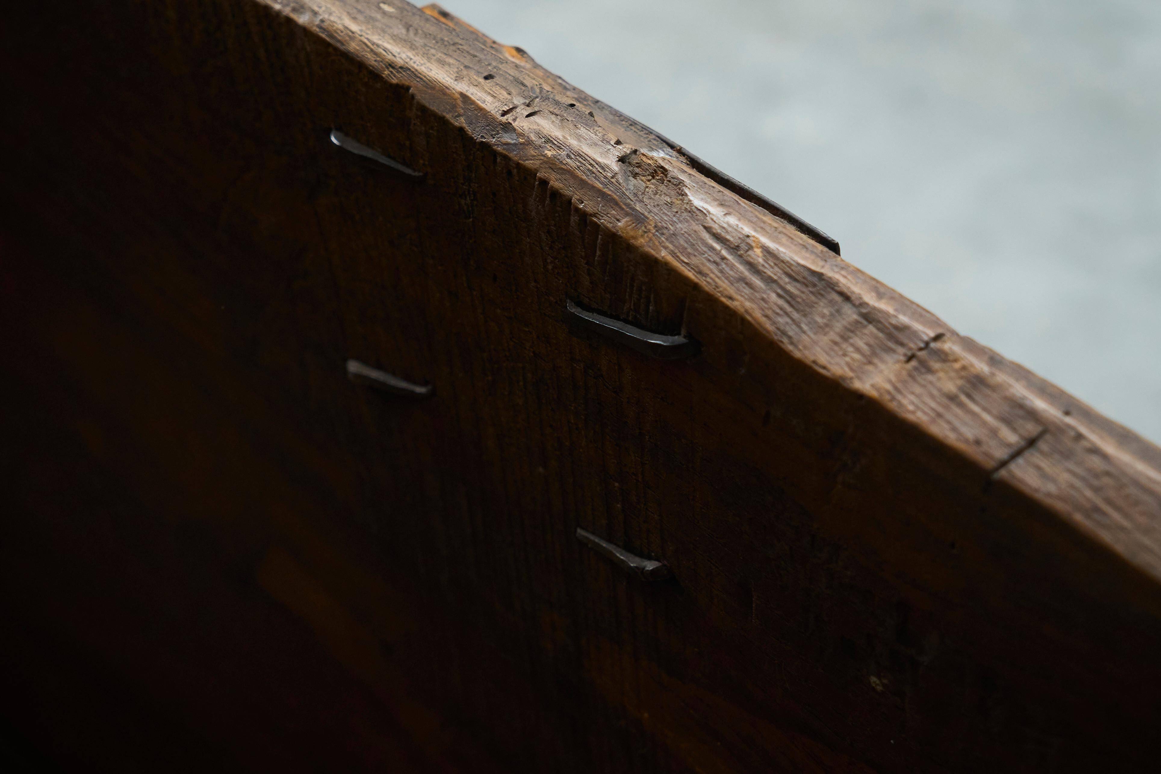 Oak and wrought iron mallet, early 18th century.