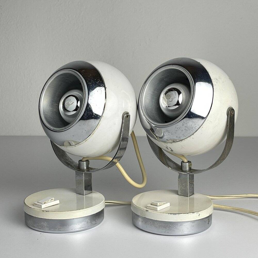 Mid-century white desk lamps, 1960s, set of 2