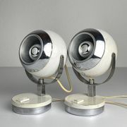 Lampes de bureau blanches du milieu du siècle, années 1960, ensemble de 2