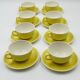 Set of 8 Vintage Boch Frères Yellow Cups and Saucers