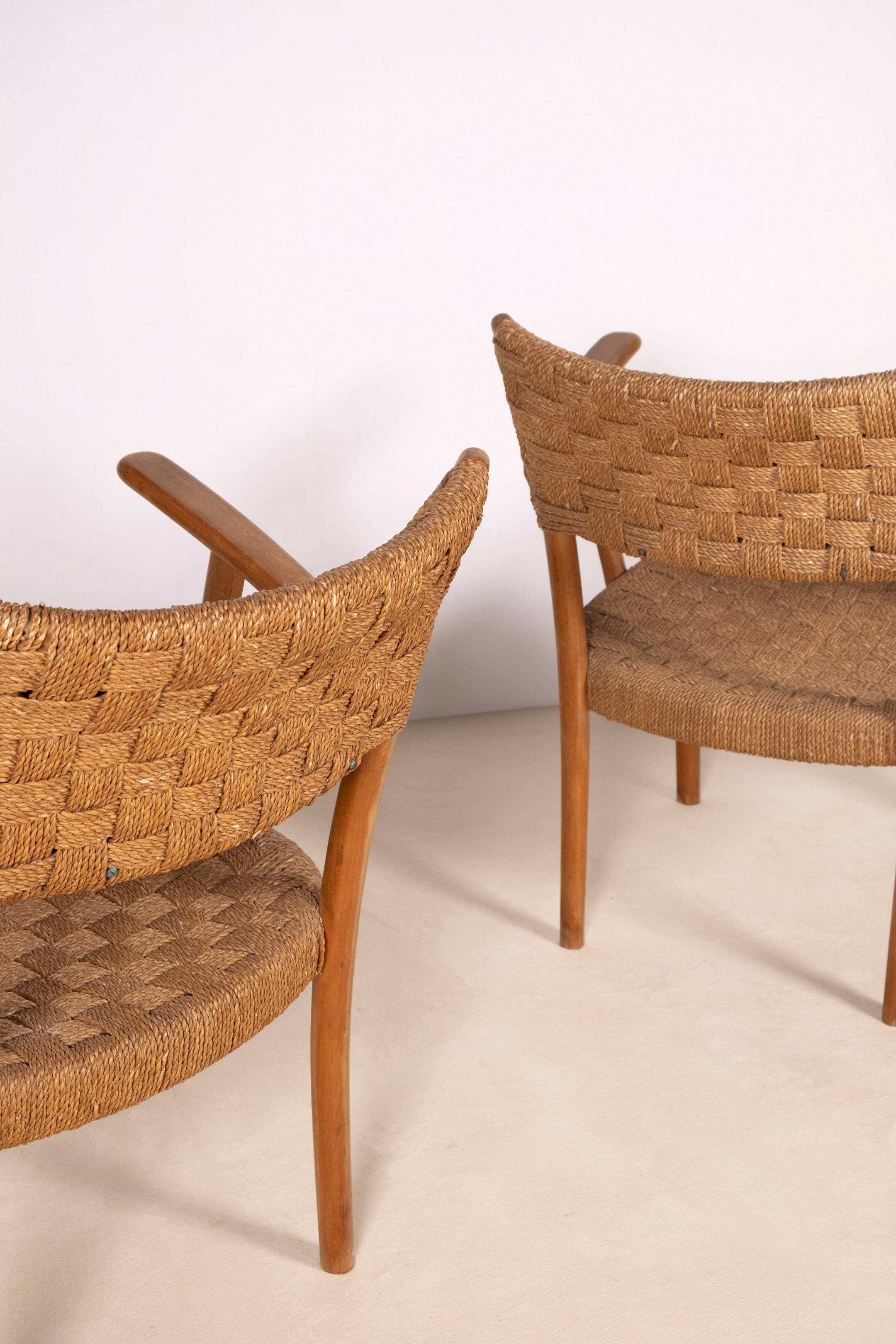 Pair of Karl Schrøder Model 1570 Lounge Chairs, Fritz Hansen, 1930s