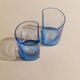 Set of 6 vintage blue drinking glasses with curved design, Pitti Studio, Italy, 1980s.