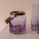Set of lilac alexandrite liqueur glasses with matching ice bucket.