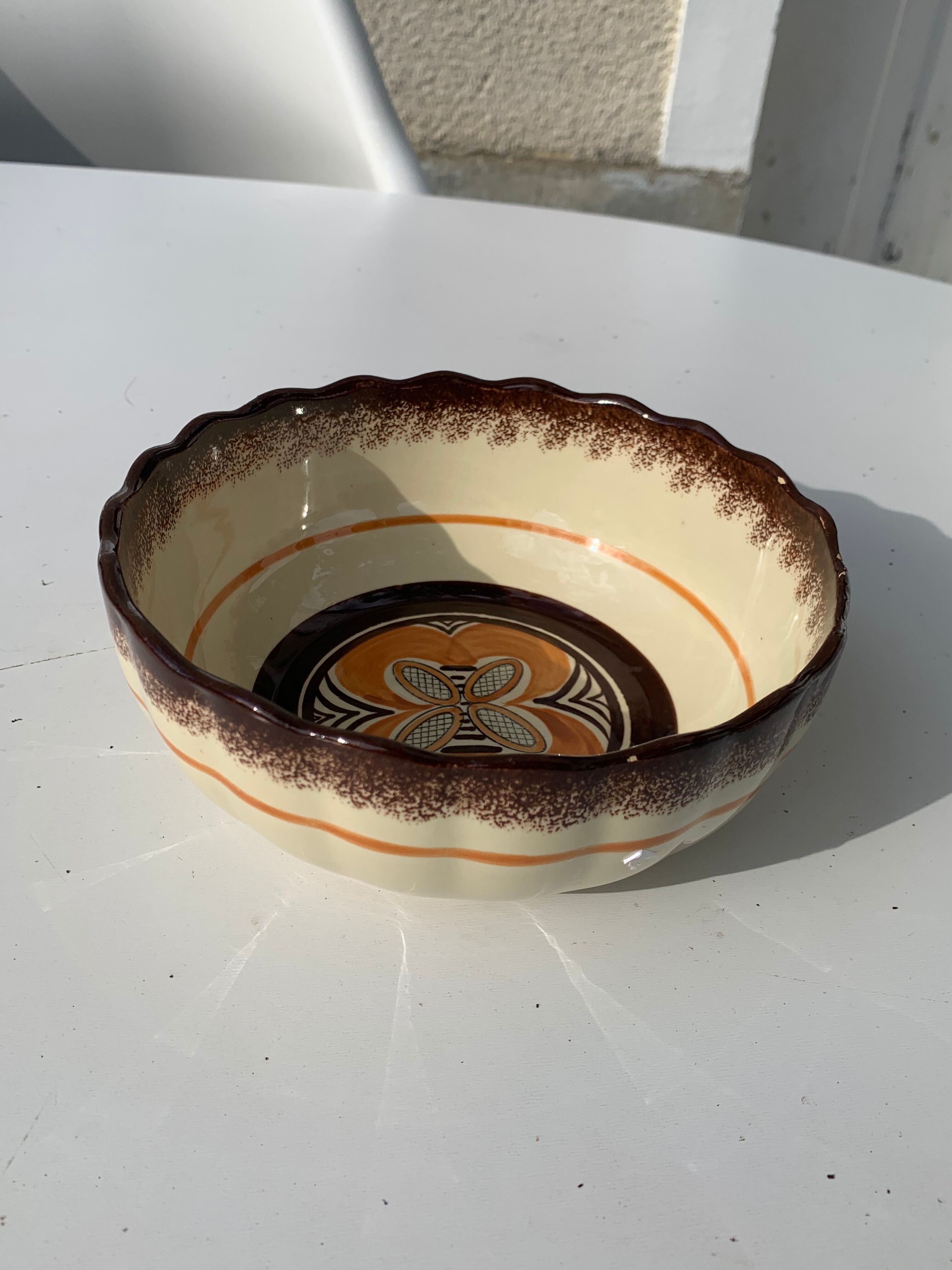 4 nesting salad bowls in enameled ceramic mbfa pont l abbé decorated vintage hand
