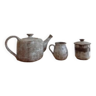 Tea service, Alexandre Kostanda, Vallauris (teapot, sugar pot and milk pot)